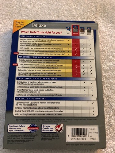 Intuit Turbo Tax 2010 Deluxe Federal &State Returns