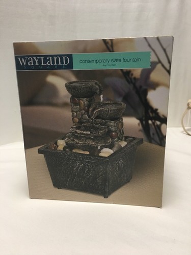 Wayland Square Contemporary Slate Fountain Step Fountain Tabletop Fountain Gray