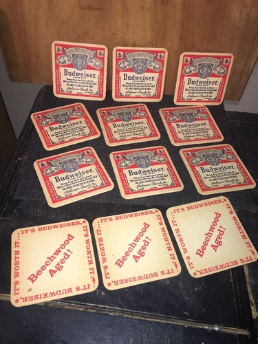 VINTAGE BUDWEISER  COASTERS 12 Total! Beechwood Aged!