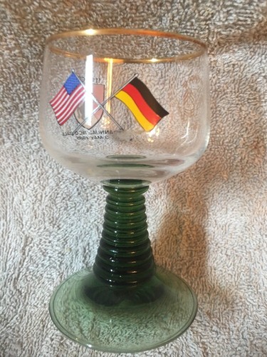 Vintage NCO Ball 1985 German Wine Glass Green Bee Hive 11th Arc