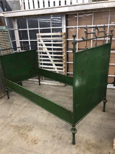 French Antique Napoleon III Period Iron & Brass Campaign Bed Circa 1850-1870