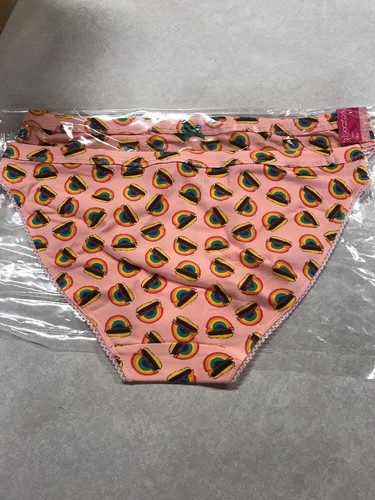 Xhilaration Cotton Bikini Briefs Pink Cheeseburger/Rainbow Large (12-14)Lot of 2