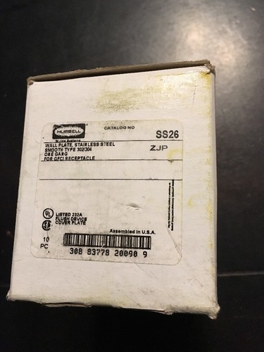 LOT OF 10 HUBBELL WIRING DEVICE-KELLEMS SS26 Plate,Wall,1 Gang,Silver