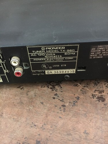 Vintage Pioneer TX-960 FM/AM Digital Synthesizer Tuner Tested & Working