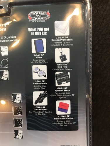 Nintendo Gameboy Advance SP Starter Kit Switch 'N Carry brand new sealed Blue