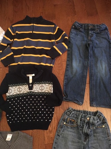 10 Piece Boys Outfit Lot 4T EUC Jeans Sweaters Button Up Trendy Hip Gymboree