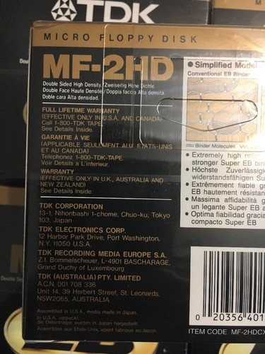 TDK Super EB Micro Floppy Disk Lot Of 8 Packages Of 10 MF-2HD ( 80 Discs ) Total