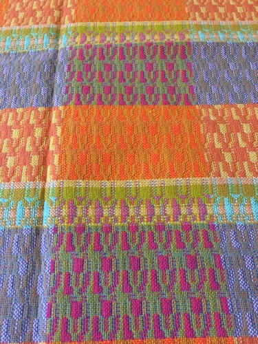 Vintage 70's Loose Weave Drapery Curtain Fabric Mid Century 2 Yards orange Green