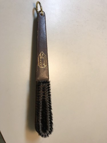 Vintage 2 Sided Clothes Brush Wood With vinyl Stitched Gold Embossed Handle