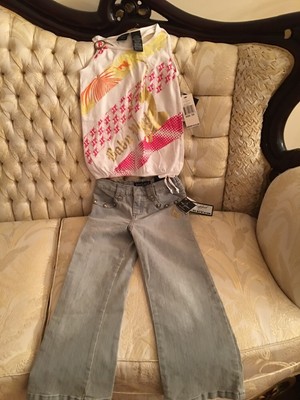 Baby Phat Girl Size 6 Light Blue  Jeans Size 6 And Sleeveless Shirt Size 56
