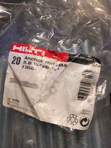 Hilti 385424 HAS-E 1/2-Inch x 6 1/2-Inch Anchor Rod, 20-Pack