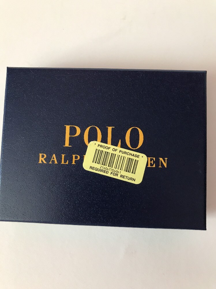 Polo Ralph Lauren Leather Card Case Black  Metal Logo GIFT BOX NIB