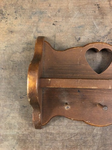 Vintage Wooden Heart Hole Key Holder 12”x9”