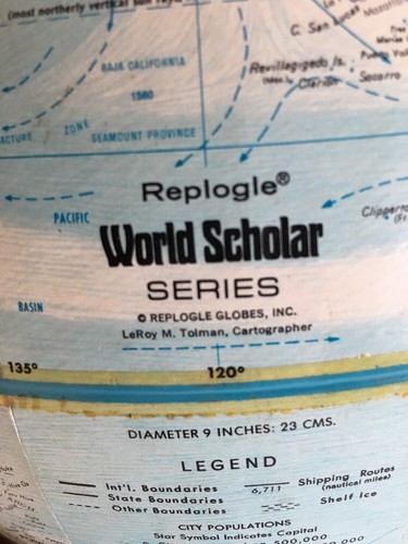Vintage Replogle Globe 9” World Scholar Series Desk Top Style