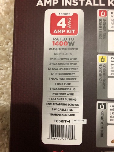 Truconnex 5 Series Mini ANL 4-AWG Amplifier Install Kit 1400 W