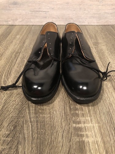 VINTAGE 1972 GENESCO INC. BLACK LEATHER MILITARY OXFORD SHOES SIZE 9R New
