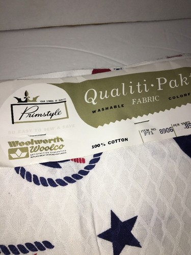 New Primstyle Woolworth Qualiti Pakt Nautical Anchor 2 yards Cotton fabric