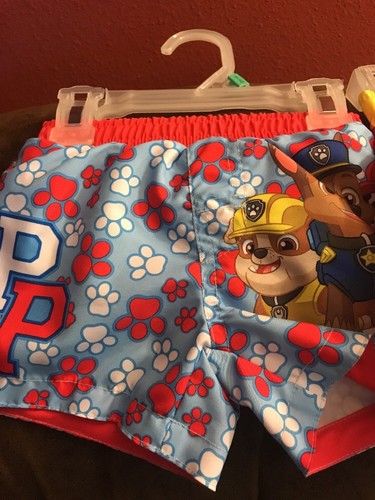 NWT 3 Pairs Of 6 9 Month Boys Swim Trunks Mickey Paw Patrol Batman New 6-9 Mo