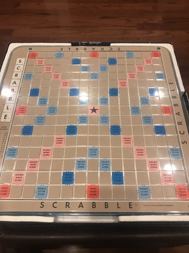 Vintage Scrabble Deluxe Edition Turntable Wood Tiles Rare Original Complete