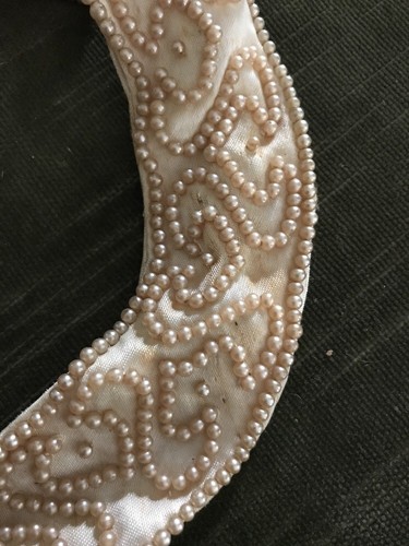 Sally Gee Creation Vintage Hand Made Japan Beaded Collar Ivory.