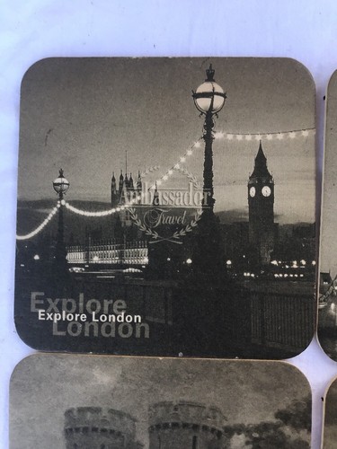Explore London Ambassador Travel Cardboard Bar Drink Coasters England Castle