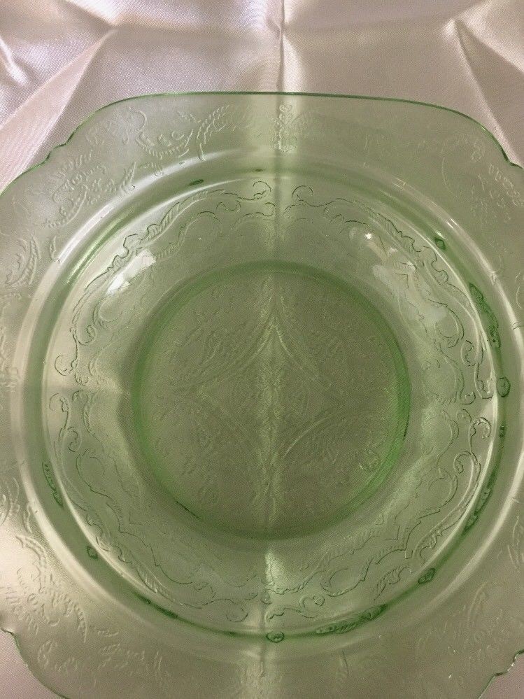 Rare Vintage Green Square Glass Candy Dish