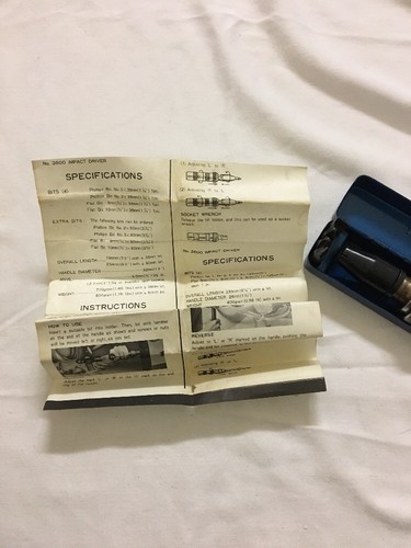 VINTAGE IMPACT DRIVER NO 3800 + CASE AND BITS