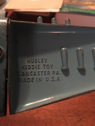 Vintage Die Cast Hubley Kiddie Toy Plane with Folding Wings and Landing Wheels