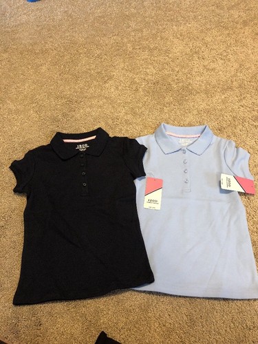 (NWT) Lot Of 2 - Izod Girls Polo Shirts - Light Blue - Navy Blue - Sixe XL/ 6X