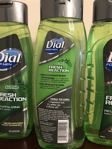 4 - Dial For Men Fresh Reaction ALPINE Body Wash, 16 oz Priority Shipping!