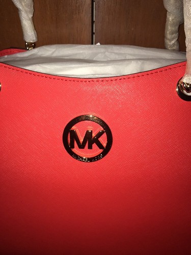 MICHAEL KORS JET SET TRAVEL LARGE Chain Shoulder TOTE In DK SANGRIA Leather $378