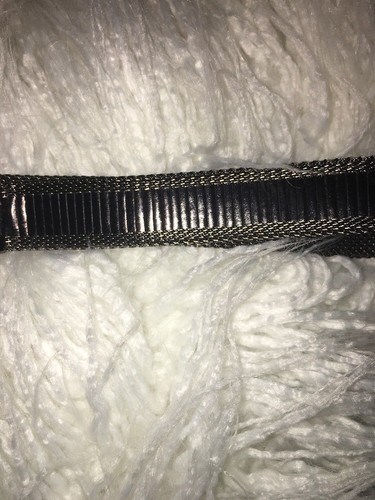 Joan & David Pewter w/ black insert Metal Mesh Belt, Small