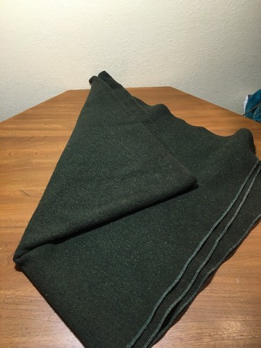 Green WOOL BLANKET Military Army Style Emergency Survival Camping Blend 68x55