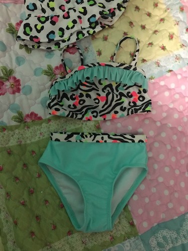 18 Month Leopard Multi Color OP 2 Piece Toddler 18? Swimsuit Bikini & Sun Hat