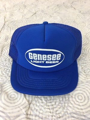 Vintage GENESEE LIGHT Beer Blue Trucker Snapback Hat NEW