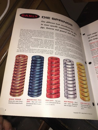 Danly Die Springs Catalog 1971 Vintage