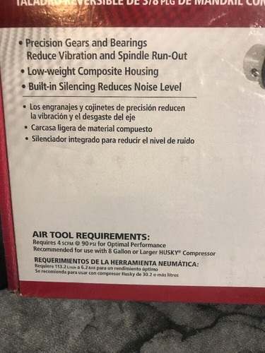Husky H4310 3/8 In. Keyed Chuck Reversible Air Powered Drill FREE SHIPPING