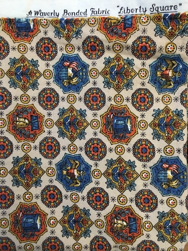 Vintage Waverly Bonded Fabric Liberty Square Eagles Americana Mid Century 3Yards