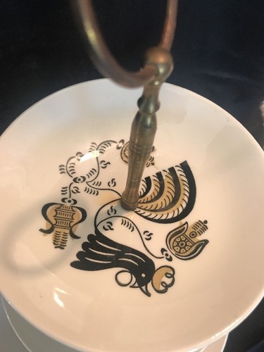 Good Morning Rooster Royal China 3 Tier Serving Plates Plates USA Black Gold