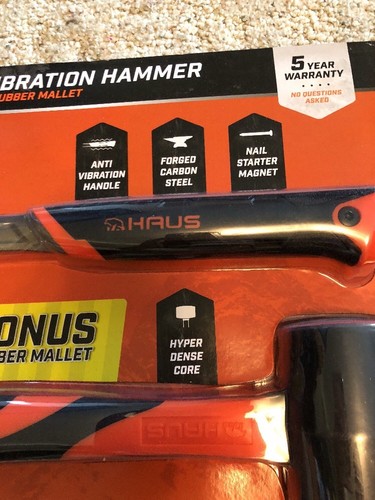 Haus 20 oz Anti Vibration Hammer & 16 oz Rubber Mallet  - Brand New, Sealed