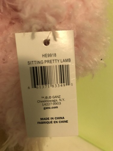 Ganz Sitting Pretty Lamb Pink Plush 14 Inch With Tags