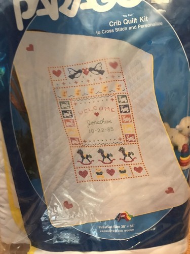 PARAGON 2519 Cross Stitch Personalize Horse BABY CRIB QUILT KIT 38 X 58  NIP