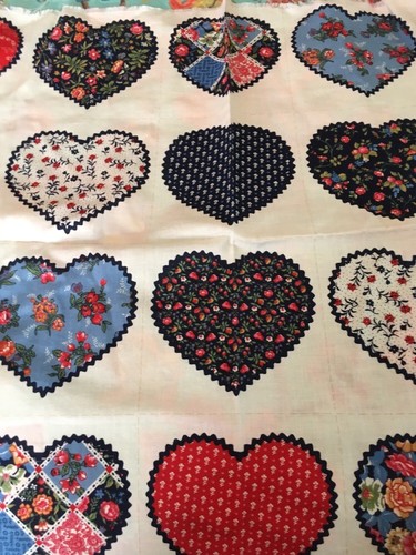 Vintage Fabric Pane Hearts