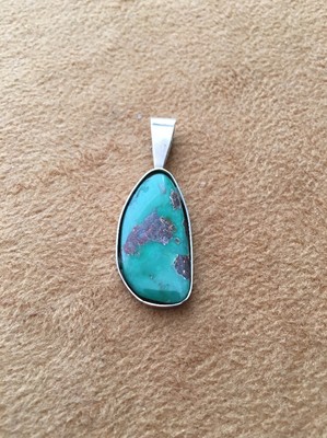 Sterling Silver .925 Handmade Ajax Turquoise Pendant 