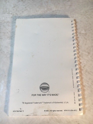 KITCHENAID KFP600 KFPM650 FOOD PROCESSOR USER MANUAL INSTRUCTIONS & RECIPE BOOK
