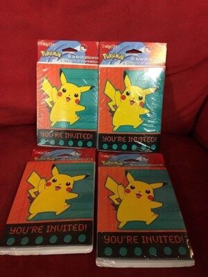 Vintage Pokemon Birthday Invitations  32 total invites DesignWare 4 packs