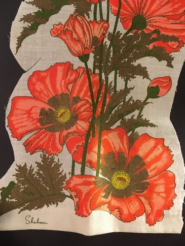 Signed Alfred Shaheen  Poppy Flower Hand Printed Fabric In Hawaii