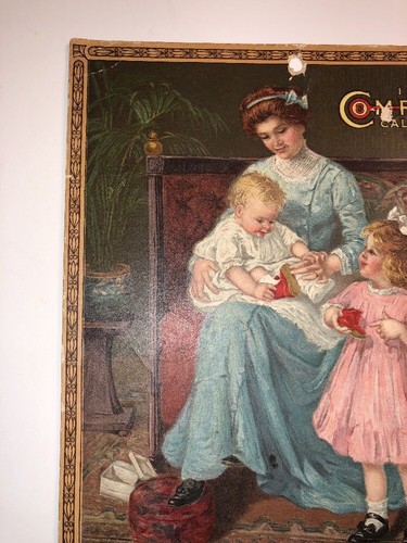 Comfort Shoes 1911 Calendar Sign Mother & Child Nice Litho