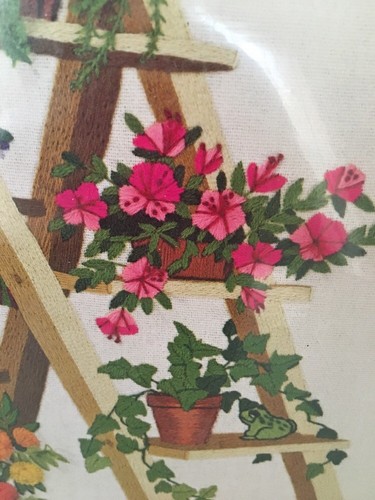 Sunset Stitchery Crewel Kits Embroidery Planters Ladder Charlene Gerrish Sewing