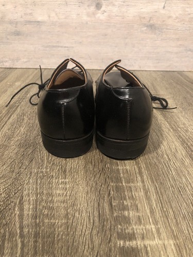 VINTAGE 1972 GENESCO INC. BLACK LEATHER MILITARY OXFORD SHOES SIZE 9R New